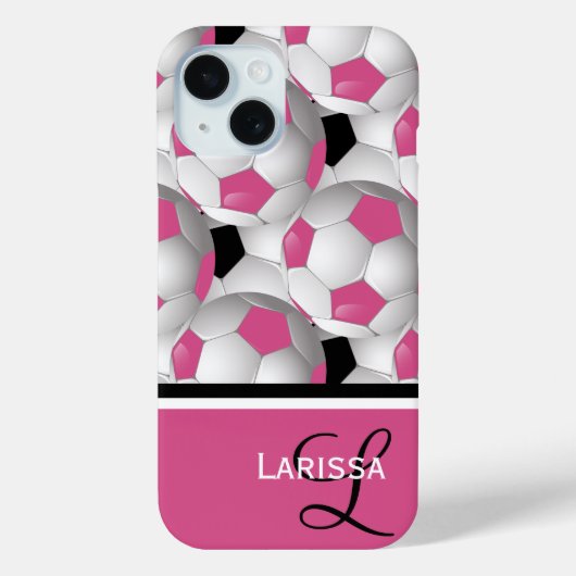 Monogram roze zwart Voetbal Patroon Case-Mate iPhone Case (Achterkant)
