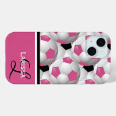 Monogram roze zwart Voetbal Patroon Case-Mate iPhone Case (Achterkant (horizontaal))