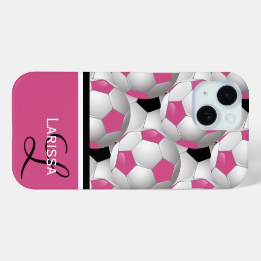 Monogram roze zwart Voetbal Patroon Case-Mate iPhone Case (Achterkant (horizontaal))