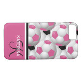 Monogram roze zwart Voetbal Patroon Case-Mate iPhone Case (Achterkant (Horizontaal))