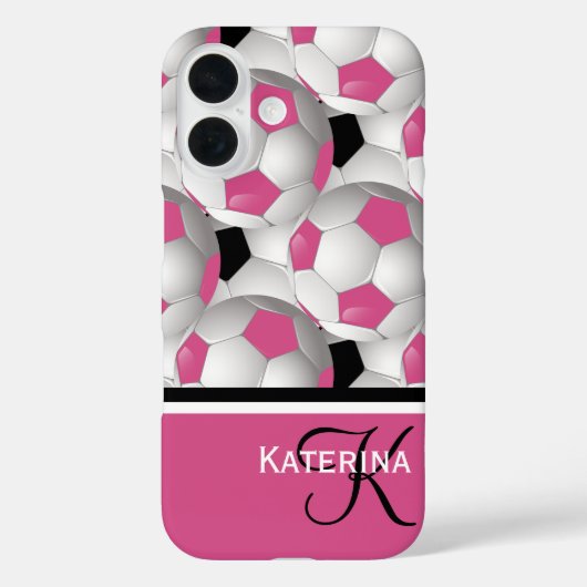Monogram roze zwart Voetbal Patroon Case-Mate iPhone Case (Achterkant)