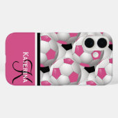 Monogram roze zwart Voetbal Patroon Case-Mate iPhone Case (Achterkant (horizontaal))
