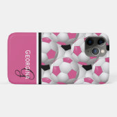 Monogram roze zwart Voetbal Patroon Case-Mate iPhone Case (Achterkant (horizontaal))