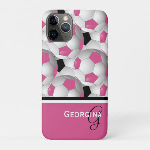 Monogram roze zwart Voetbal Patroon Case-Mate iPhone Case