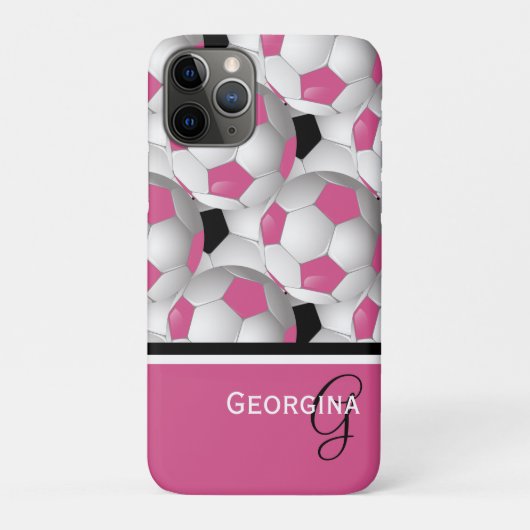 Monogram roze zwart Voetbal Patroon Case-Mate iPhone Case (Achterkant)