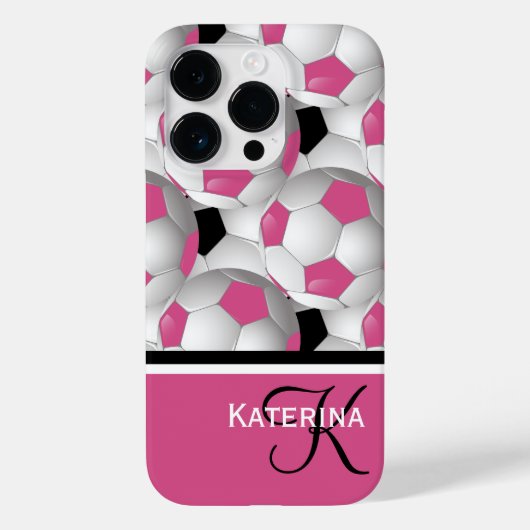 Monogram roze zwart Voetbal Patroon Case-Mate iPhone Case (Achterkant)
