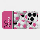 Monogram roze zwart Voetbal Patroon Case-Mate iPhone Case (Achterkant (horizontaal))