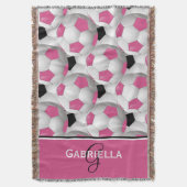 Monogram roze zwart Voetbal Patroon Deken (Voorkant Verticaal)