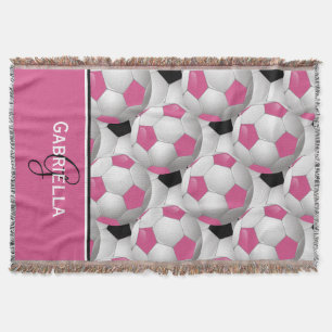 Monogram roze zwart Voetbal Patroon Deken