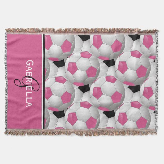 Monogram roze zwart Voetbal Patroon Deken (Voorkant)