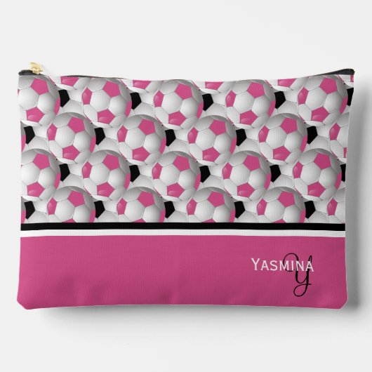 Monogram roze zwart Voetbal Patroon Etui (Voorkant)