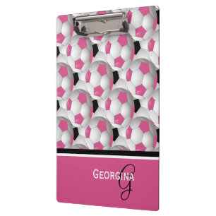 Monogram roze zwart Voetbal Patroon Klembord