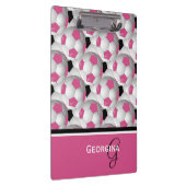 Monogram roze zwart Voetbal Patroon Klembord (Rechts)