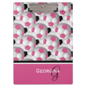 Monogram roze zwart Voetbal Patroon Klembord (Voorkant)