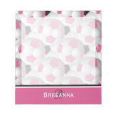 Monogram roze zwart Voetbal Patroon Notitieblok (Voorkant)