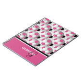 Monogram roze zwart Voetbal Patroon Notitieboek (Linkerzijde)