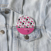 Monogram roze zwart Voetbal Patroon Ronde Button 7,6 Cm (In situ)