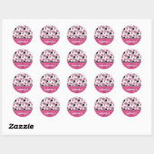 Monogram roze zwart Voetbal Patroon Ronde Sticker (Vel)