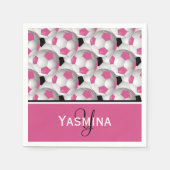 Monogram roze zwart Voetbal Patroon Servetten (Voorkant)