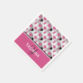 Monogram roze zwart Voetbal Patroon Servetten (Hoek)