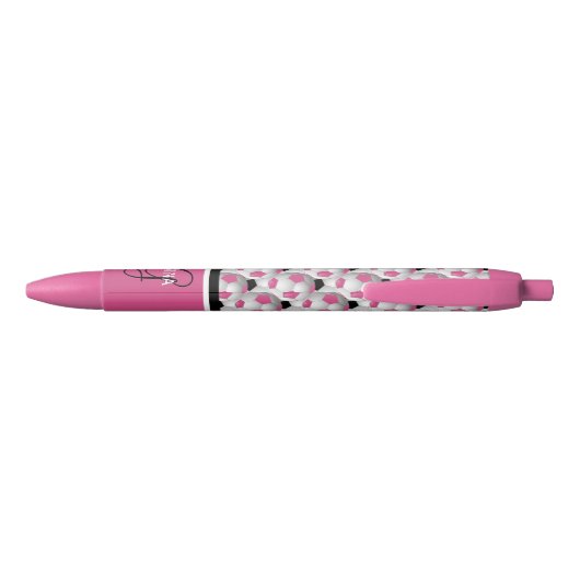 Monogram roze zwart Voetbal Patroon Zwarte Inkt Pen (Achterkant)