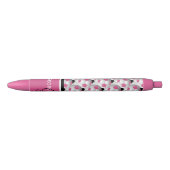 Monogram roze zwart Voetbal Patroon Zwarte Inkt Pen (Voorkant)