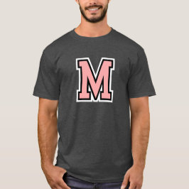 Monogram Roze Zwart Wit College Initiaal M T-shirt