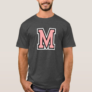 Monogram Roze Zwart Wit College Initiaal M T-shirt