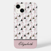 Monogram roze zwart-wit marmer Case-Mate iPhone case (Achterkant)