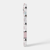 Monogram roze zwart-wit marmer iPhone 15 case (Linkerkant)