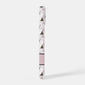 Monogram roze zwart-wit marmer iPhone 15 case (Rechterkant)