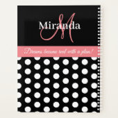 Monogram Roze Zwart Wit Polka Dot Planner (Achterkant)