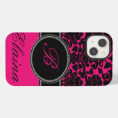 Monogram Roze, Zwart, Witte Damask iPad Air Hoesje iPhone Hoesje (Achterkant horizontaal)