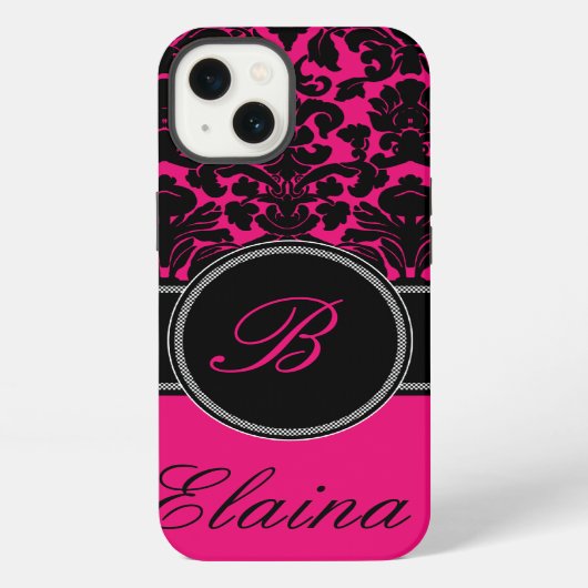 Monogram Roze, Zwart, Witte Damask iPad Air Hoesje iPhone Hoesje (Achterkant)