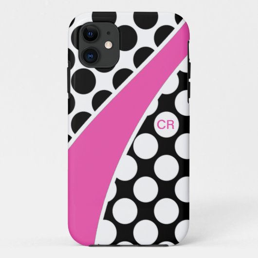 Monogram roze zwart-witte poka-puntgolven Case-Mate iPhone case (Achterkant)