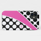Monogram roze zwart-witte poka-puntgolven Case-Mate iPhone case (Achterkant (horizontaal))