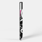 Monogram roze, zwart, witte streped Damask iPad iPhone Hoesje (Rechterkant)