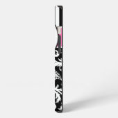 Monogram roze, zwart, witte streped Damask iPad iPhone Hoesje (Linkerkant)
