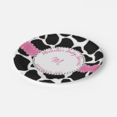 Monogram roze zwarte Koe Afdruknaam Papieren Bordje (Gekanteld)