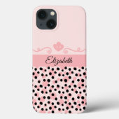 Monogram roze zwarte luipaard Cheetah Print Trendy Case-Mate iPhone Case (Achterkant)