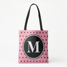 Monogram roze zwarte pooldots