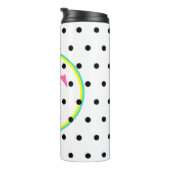 Monogram Roze Zwarte Stippen Thermosbeker (Geroteerd rechts)