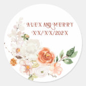 MONOGRAM rozen bouquet Ronde Sticker (Voorkant)