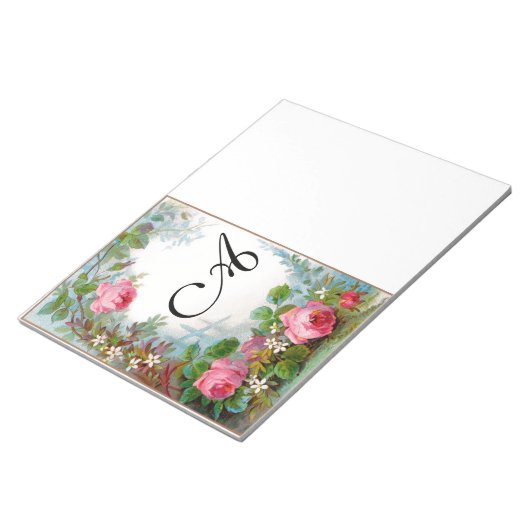 monogram rozen en JASMINEN Notitieblok (Schuin)