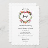 Monogram Rozen Floral Heart Bachelorette Party Kaart (Voorkant / Achterkant)