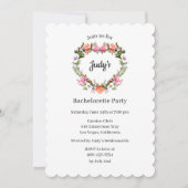 Monogram Rozen Floral Heart Bachelorette Party Kaart (Voorkant)