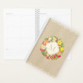 Monogram Rozen Floral Wreath Linen Planner (Display)