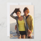 Monogram Rozen Groene Bloemen Foto Bruiloft Kaart (Achterkant)