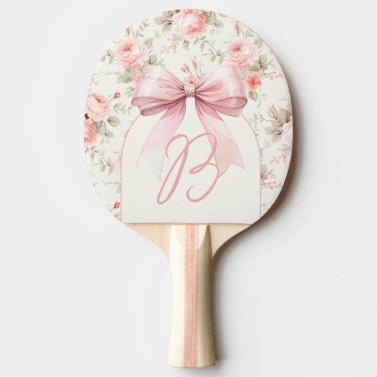 Monogram Rozen Roze Boog Tafeltennisbatje (Voorkant)
