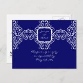 Monogram RSVP-Briefkaart met witte Romance Uitnodiging Briefkaart (Voorkant / Achterkant)